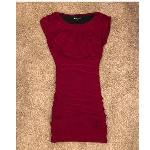 Dark red fitted cocktail dress